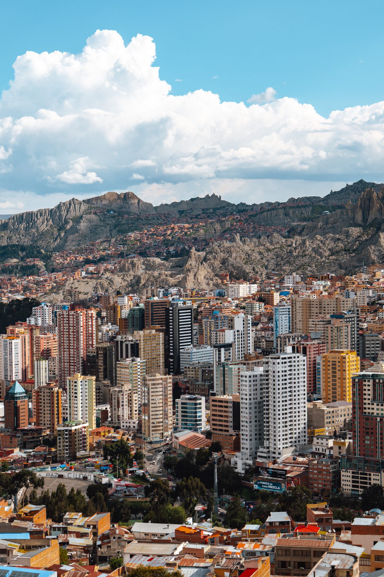 La Paz Panoramic view of La Paz city with mountains in the background, Bolivia
