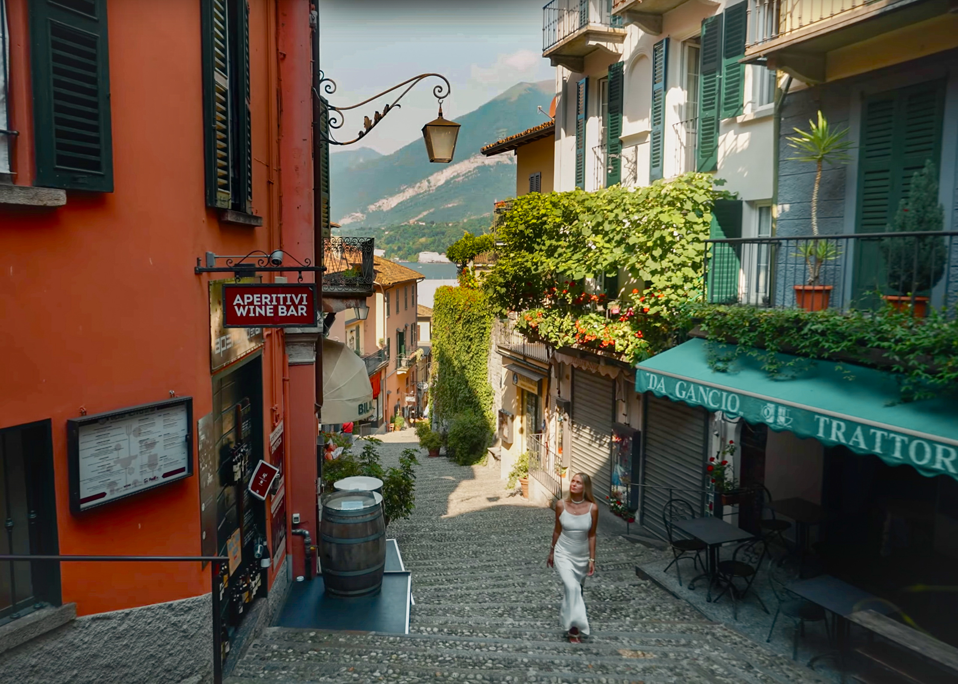 Walking on the famous Salita Serbelloni street in Bellagio, Lake Como.