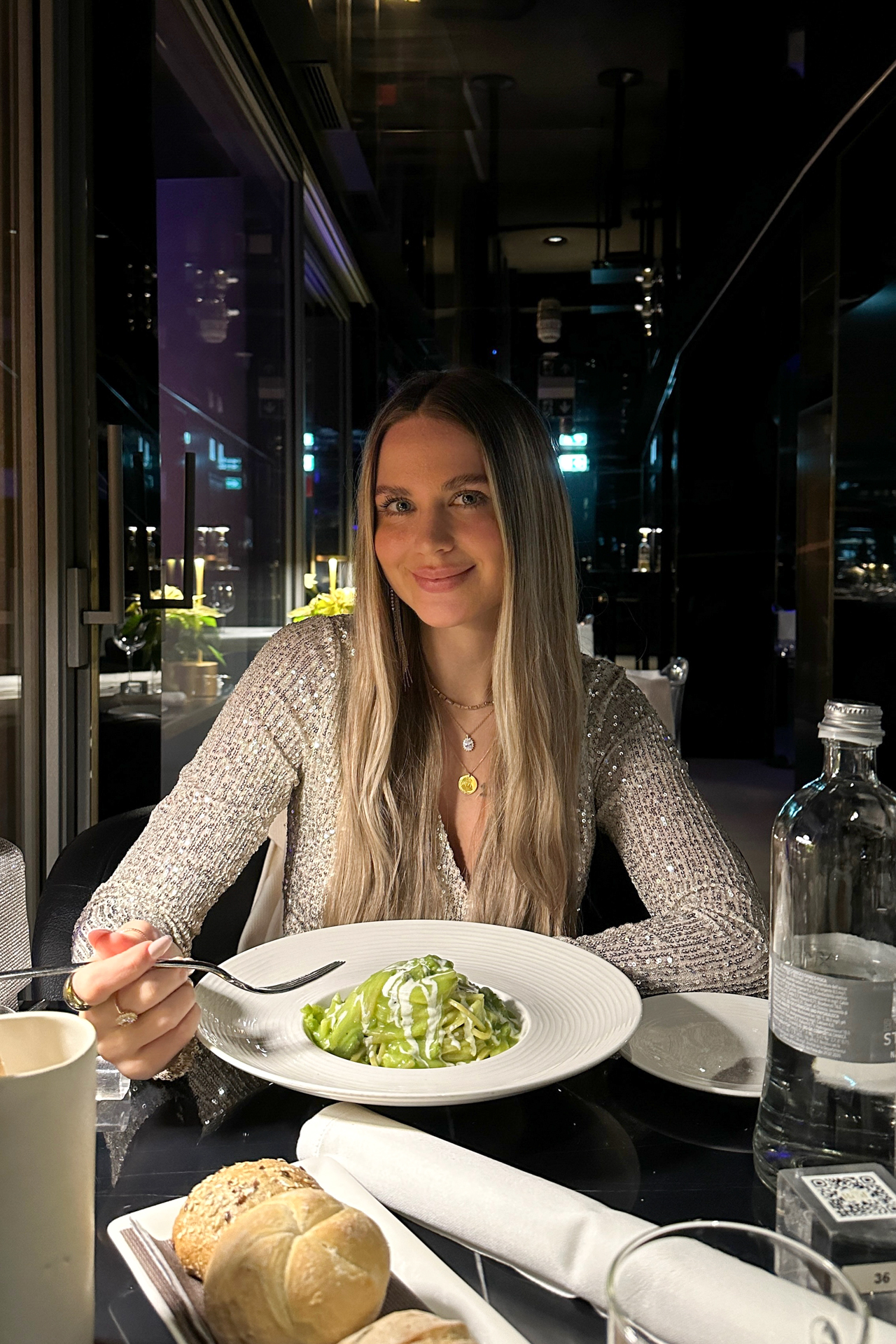 Very delicious food at a beautiful rooftop bar in Milan, Italy