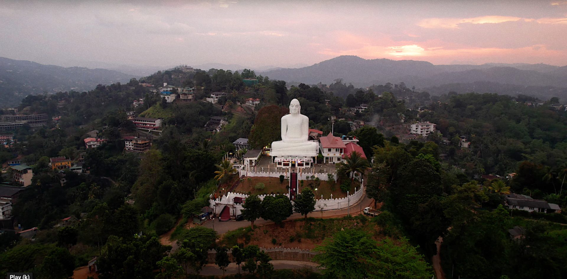 Kandy Aerial view of Bahirawakanda Buddha Statue in Kandy, Sri Lanka