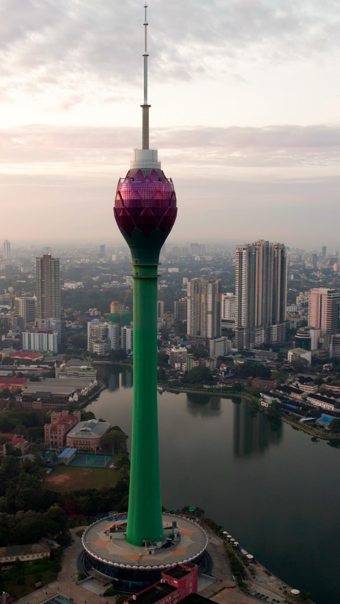 Colombo Aerial view of Colombo Lotus Tower in Sri Lanka