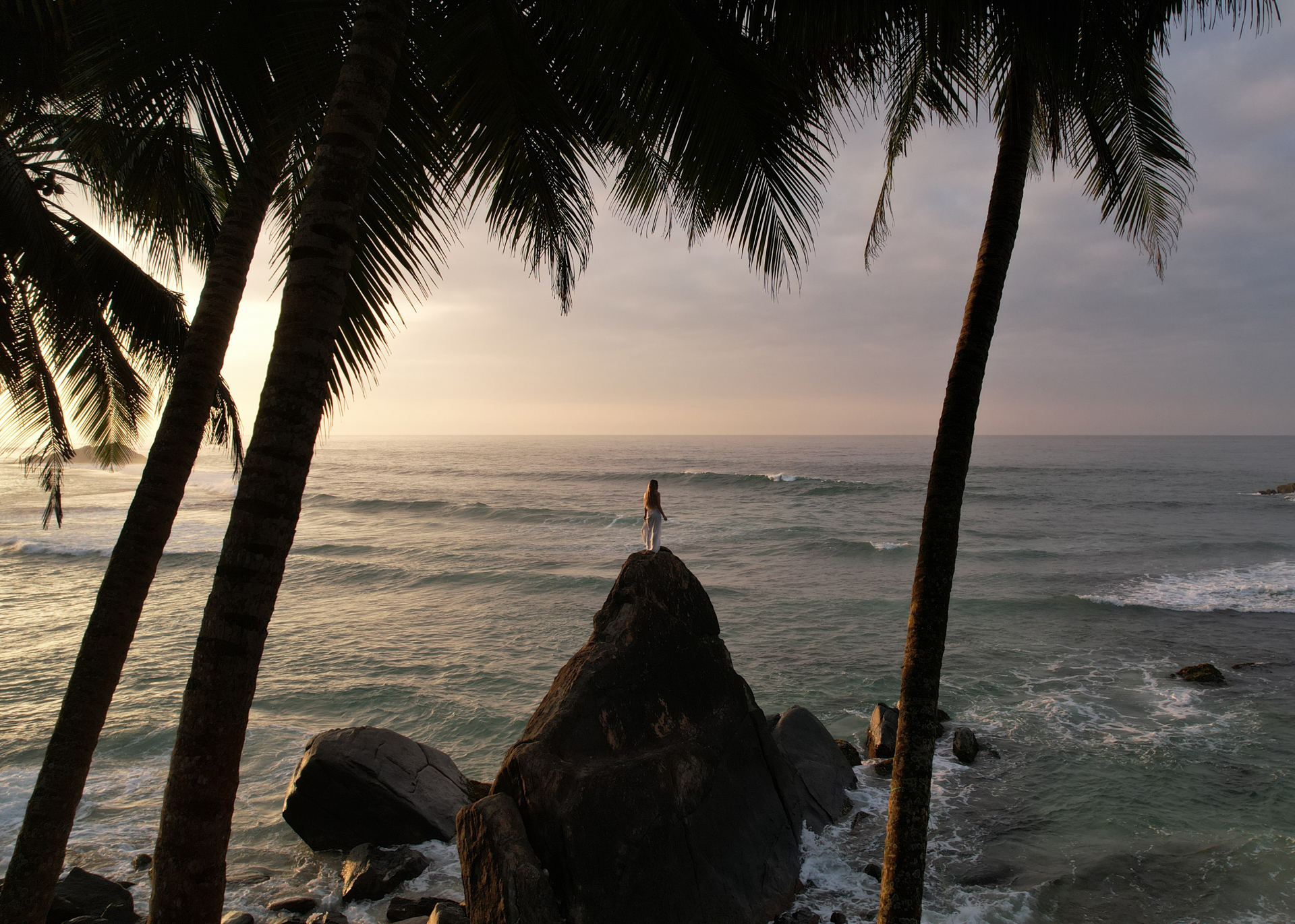 Overlooking the ocean from Wijaya Rock/Frog Rock at Dalawella Beach in Unawatuna, Sri Lanka.