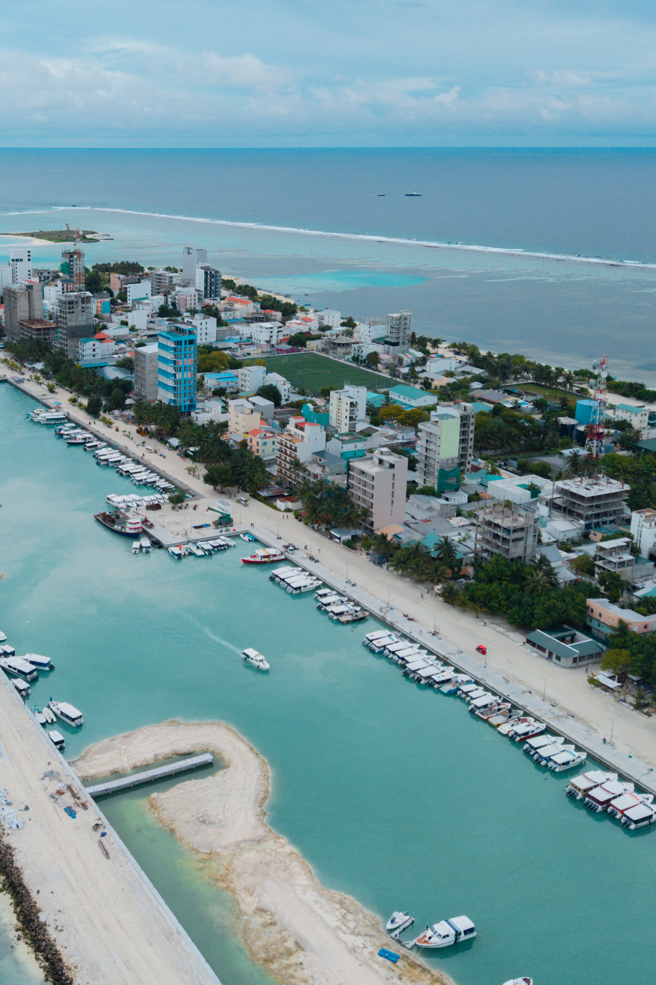 Maafushi Aerial shot of Maafushi Island in the Maldives